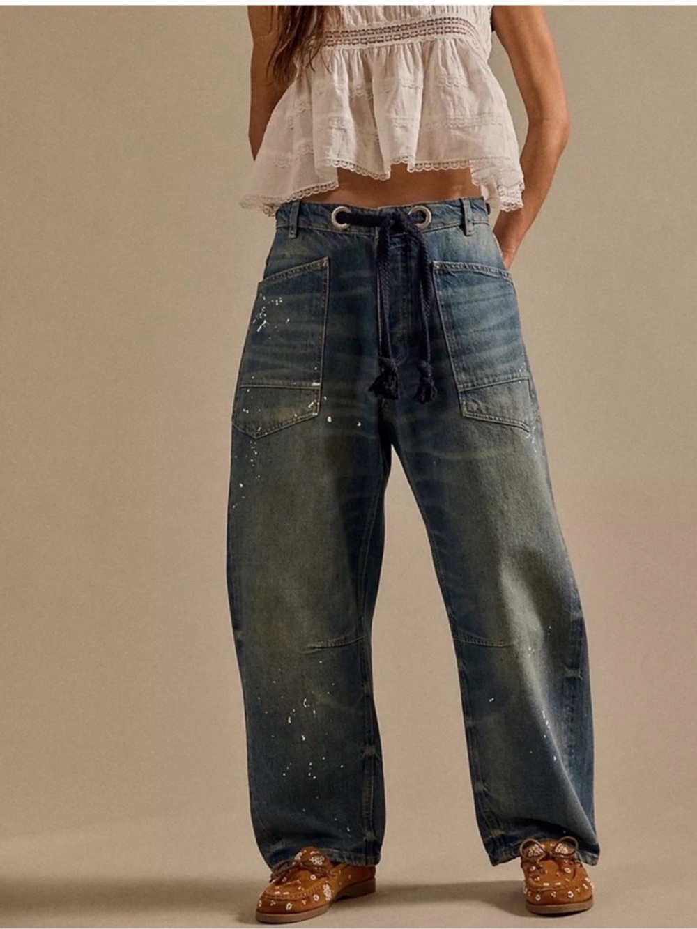 Free People Moxie Pull-On Barrel Jeans size 26 NWT